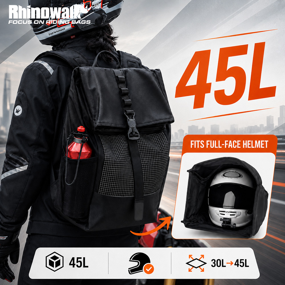Motorcycle Gear Backpack - Rhinowalk Motorcycle Helmet Backpack 45l Full